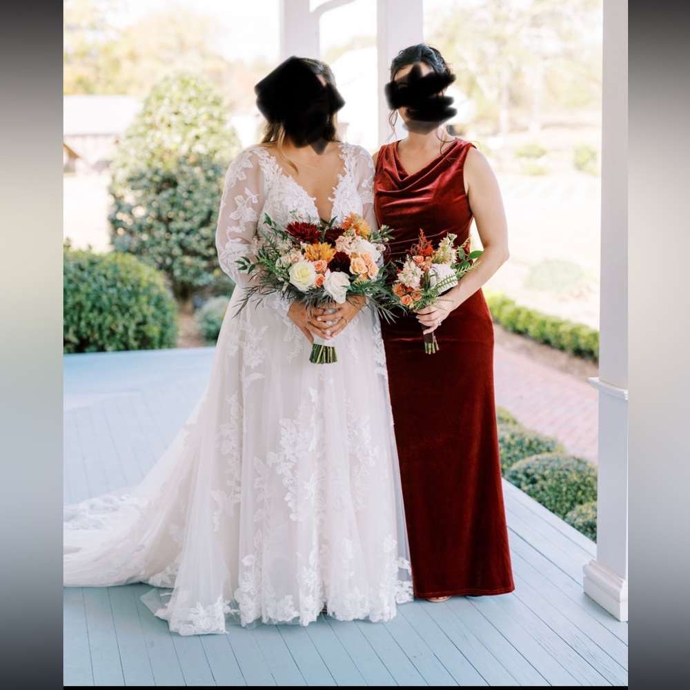 Revelry Faith Velvet Bridesmaid Dress in Romantic Rose, size 14, no alterations - Picture 2 of 6